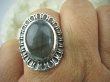 bpe5902 OKSYDOWANY MELONIK !!!  Duży i Piękny OKAZ Pierścień srebrzysto szary Labradoryt Spektrolit - kamień Zorzy Polarnej r.22 Srebro 925 # - 6