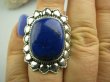 bpe3674  Orientalny Piękny WIELKI  Kwiat Pierścień z królewskim Lapis Lazuli - strażnik prawdy i mądrości r.13 Srebro 925 # - 5