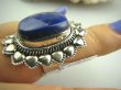 bpe3674  Orientalny Piękny WIELKI  Kwiat Pierścień z królewskim Lapis Lazuli - strażnik prawdy i mądrości r.13 Srebro 925 # - 6