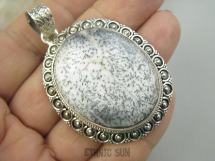 bwe3906 ZIMOWY KRAJOBRAZ *CUD NATURY* Wspaniały Piękny Wisior AGAT Dendrytowy kamień obfitości Srebro 925 #