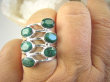 bpee4127 ZAKRĘCONA SPIRALA !!!! Ażurowy Pierścień Pierścionek potrójna obrączka Szmaragd Indyjski Szmaragdy r.17 Srebro 925 # - 7