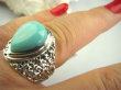 bpe4488 Miętowy naturalny TURKUS - opiekun ciała i duszy Pierścień Turkusy r.17 Srebro 925 # - 2