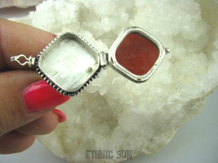 bpe6308 Biżuteria Orientalna !!! Otwierany Pierścień na Zdjęcia, Marzenia SEKRETNIK Czerwony ONYKS r.13 Srebro 925 #