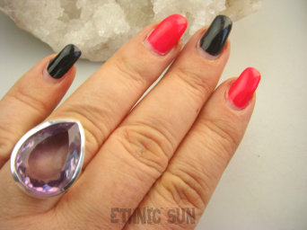 bpee3956 PRZEPIĘKNY OKAZ 15G !!! LUX duży Pierścień Pierścionek fioletowy AMETYST (ochrona, spokój umysłu, rozwój duchowy) r.19 Srebro 925 #