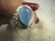 bpe4420 BŁĘKITNO NIEBIESKI Cudny Pierścień Pierścień Chalcedon - wspomagający leczenie Tarczycy r.13 Mały Rozmiar Srebro 925 # - 6