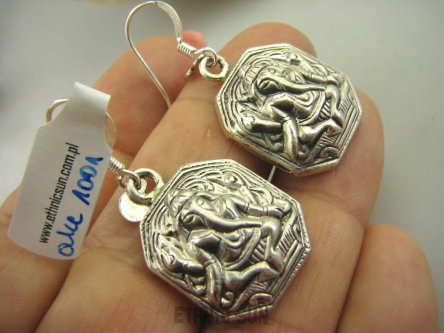 ake1001 Bóg GANESZ GANESH Piękne lekkie Kolczyki Całe ze Srebra SREBRO 925