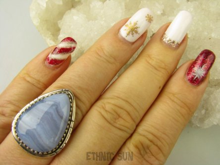 bpe8769 Fioletowo-niebieski Pierścień KORONKOWY AGAT BLUE LACE kamień spokoju i pozytywnego myślenia idealny na STRES, CHOROBY OCZU, USZU UKOJENIE DUSZY r.17 Srebro 925 #