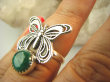 bpe9153 CUDO FILIGRAN ! Ażurowy MOTYL - Symbol Miłości Szczęścia i Radości Pierścień, Pierścionek Malachit r.13 Srebro 925 # - 4