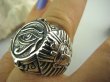 bpe3995 WSPANIAŁY  Amulet Wielki Sygnet  3D Pierścień Cały ze Srebra EGIPSKIE OKO HORUSA - ochrona przed złym spojrzeniem FARAON r.22 SREBRO 925 # - 6