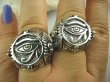 bpe3995 WSPANIAŁY  Amulet Wielki Sygnet  3D Pierścień Cały ze Srebra EGIPSKIE OKO HORUSA - ochrona przed złym spojrzeniem FARAON r.22 SREBRO 925 # - 3