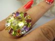 bpee4731 Wooow BOSKO PIĘKNY WIELOBARWNY Lux Pierścień Pierścionek naturalny Cytryn Lemon, Ametyst, Granaty, Oliwin, Blue Topaz r.19 SREBRO 925 # - 2