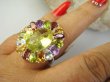 bpee4731 Wooow BOSKO PIĘKNY WIELOBARWNY Lux Pierścień Pierścionek naturalny Cytryn Lemon, Ametyst, Granaty, Oliwin, Blue Topaz r.19 SREBRO 925 # - 3