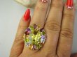 bpee4731 Wooow BOSKO PIĘKNY WIELOBARWNY Lux Pierścień Pierścionek naturalny Cytryn Lemon, Ametyst, Granaty, Oliwin, Blue Topaz r.19 SREBRO 925 # - 5