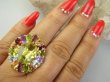 bpee4731 Wooow BOSKO PIĘKNY WIELOBARWNY Lux Pierścień Pierścionek naturalny Cytryn Lemon, Ametyst, Granaty, Oliwin, Blue Topaz r.19 SREBRO 925 # - 6