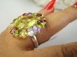 bpee4731 Wooow BOSKO PIĘKNY WIELOBARWNY Lux Pierścień Pierścionek naturalny Cytryn Lemon, Ametyst, Granaty, Oliwin, Blue Topaz r.19 SREBRO 925 # - 7