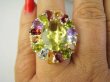 bpee4731 Wooow BOSKO PIĘKNY WIELOBARWNY Lux Pierścień Pierścionek naturalny Cytryn Lemon, Ametyst, Granaty, Oliwin, Blue Topaz r.19 SREBRO 925 # - 8