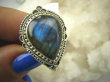 bpe6919 Egzotyczny Pierścień Granatowy Labradoryt Spektrolit - kamień Zorzy Polarnej r.16 Srebro 925 # - 2