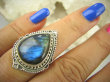 bpe6919 Egzotyczny Pierścień Granatowy Labradoryt Spektrolit - kamień Zorzy Polarnej r.16 Srebro 925 # - 3