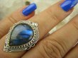 bpe6919 Egzotyczny Pierścień Granatowy Labradoryt Spektrolit - kamień Zorzy Polarnej r.16 Srebro 925 # - 4