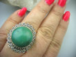 bpe5761 WYJĄTKOWO PIĘKNY Pierścień z Naturalnym Turkusem zielony TURKUS - opiekun ciała i duszy r.17 Srebro 925 # - 6