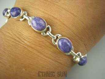 bb2773 UNIKAT RZADKOŚĆ Bransoleta DROGOCENNY Fioletowy CZAROIT 7 sztuk Syberia Srebro 925 #