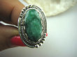 bpee3358 Szmaragdowy CUDOWNY Pierścień zielony Szmaragd Indyjski w orientalnej oprawie Szmaragdy r.13/ r.14 Srebro 925 # - 5