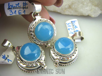 bwe3161 SŁODKI I PIĘKNY Delikatny SEKRETNIK na Zdjęcia lub Marzenia OTWIERANY Wisior Chalcedon Tarczyca ( czakra gardła ) Srebro 925 #