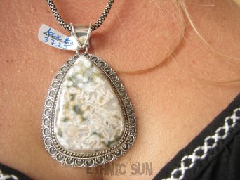 bwe3725 Piękny Unikat Duży Wisior 6.4 cm i 24 gramy KOJĄCA moc dla wielbicieli Natury JASPIS KRAJOBRAZOWY Srebro 925 #