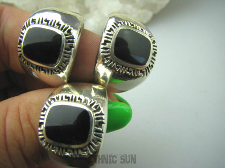 bpe6095 Biżuteria męska !!!  Męski Pierścień Sygnet z Onyksem Czarny ONYKS regeneruje SERCE, EGZEMY, PAMIĘĆ r.27 Srebro 925 #