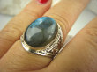 bpe6895 Delikatny Ażurowy Pierścień Niebieski Labradoryt Spektrolit - kamień zorzy polarnej r.17/ r.18 Srebro 925 # - 3