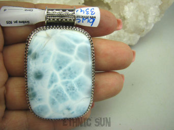 bwe3341 KOLEKCJONERSKI OKAZ 5.6 cm 35 gramów !! Piękny Wisior naturalny rzadki LARIMAR kamień ANIELSKI czakra gardła SREBRO 925 #