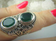 bpee3186 Magiczny Orientalny Pierścień zielony Onyks - regeneruje SERCE, EGZEMY, PAMIĘĆ r.12/ r.13 Mały Rozmiar Srebro 925 # - 5