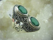 bpee3186 Magiczny Orientalny Pierścień zielony Onyks - regeneruje SERCE, EGZEMY, PAMIĘĆ r.12/ r.13 Mały Rozmiar Srebro 925 # - 7