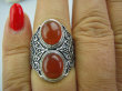 bpe5091 Orientalny Pierścień z onyksami czerwony ONYKS regeneruje SERCE, EGZEMY, PAMIĘĆ r.15 Srebro 925 # - 3