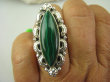bpe7870 Przepiękny Długi 4,2 cm Orientalny Pierścień naturalny zielony MALACHIT - pobudza kreatywność r.20 Srebro 925 # - 3