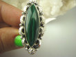 bpe7870 Przepiękny Długi 4,2 cm Orientalny Pierścień naturalny zielony MALACHIT - pobudza kreatywność r.20 Srebro 925 # - 7