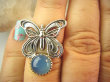 bpe9172 CUDO FILIGRAN! Ażurowy MOTYL - Symbol Miłości Szczęścia i Radości Pierścień, Pierścionek Chalcedon r.14 Srebro 925 # - 2