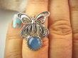 bpe9172 CUDO FILIGRAN! Ażurowy MOTYL - Symbol Miłości Szczęścia i Radości Pierścień, Pierścionek Chalcedon r.14 Srebro 925 # - 4