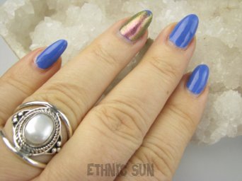 bpee4466 Finezyjny Ażurowy Pierścień Pierścionek podwójna obrączka naturalna Hodowlana Perła Perły r.17 Srebro 925 #