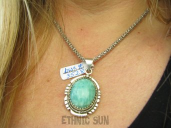 bwe3528 LAZUROWA AMAZONKA !!!! Delikatny Wisior lazurowy AMAZONIT - kamień marzeń i realizacji Srebro 925 #