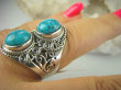 bpe6442 Biżuteria Egzotyczna !!! Kunsztowny Niesamowity Pierścień Turkusowy Howlit r.22 zdobiona obrączka Srebro 925 #  - 3