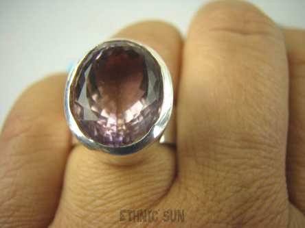 bpee3417 Śliczniutki Rzadkość DWUBARWNY Cudny PIERŚCIEŃ RZADKI AMETRYN -  NAJWYŻSZA JAKOŚĆ KAMIENIA r.16/ r.17 Srebro 925 #