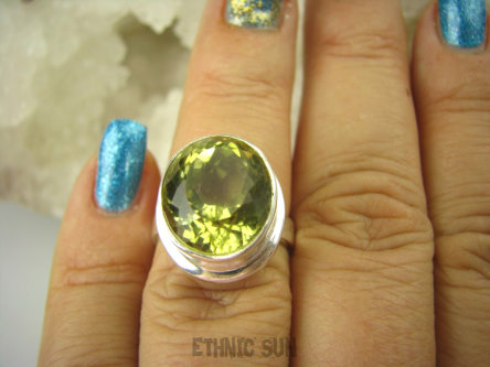 bpee3440 LŚNIĄCY KLEJNOT !!! Piękny Pierścień Żółty CYTRYN LEMON  - OKAZ NAJWYŻSZA JAKOŚĆ KAMIENIA Cytryn - kamień antycukrzycowy r.13 Srebro 925 #