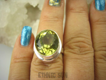 bpee3440 LŚNIĄCY KLEJNOT !!! Piękny Pierścień Żółty CYTRYN LEMON  - OKAZ NAJWYŻSZA JAKOŚĆ KAMIENIA Cytryn - kamień antycukrzycowy r.13 Srebro 925 #