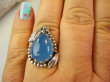 bpe9167 Piękny Egzotyczny Pierścień Pierścionek niebieski CHALCEDON czakra gardła (TARCZYCA) r.17 Srebro 925 # - 3