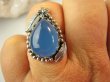 bpe9167 Piękny Egzotyczny Pierścień Pierścionek niebieski CHALCEDON czakra gardła (TARCZYCA) r.17 Srebro 925 # - 5