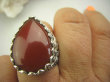 bpe4771 Duży 17g PIERŚCIEŃ CZERWONY ONYKS - SERCE, EGZEMY,PAMIĘĆ r.19/ r.20 pięknie zdobione Srebro 925 # - 5