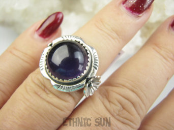 bpe9505 Piękny Delikatny Pierścień Pierścionek z Ametystem Ametyst kamień mądrości r.13 mały rozmiar Srebro 925 #