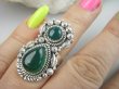 bpe9517 Śliczny ! Ufff Cacko Czarodziejsko Piękny Długi 3.4 cm Orientalny Pierścień Pierścionek zielony Onyks r.13 Srebro 925 # - 3