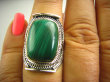 bpe3076 Biżuteria Egzotyczna !!! MALACHIT W ORIENTALNEJ OPRAWIE -  Pierścień MALACHIT - pobudza kreatywność r.16 Srebro 925 # - 4